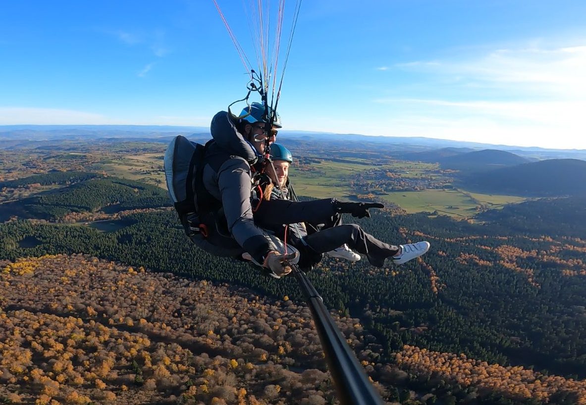 paragliding, paraglider, tandem paragliding, duo paragliding, adventure, sport, nature, sky, entertainment, wind, blue sky, activity, côte d'armor plérin france
